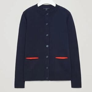 COS Collection Of Style Modern Knit Cotton Straight Fit Ribbed Button Cardigan